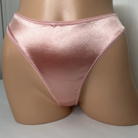 Forever 21 Other - LAST ONE! Silky Satin Vintage Inspired High Leg Stretch Blush Pink Thong Panty